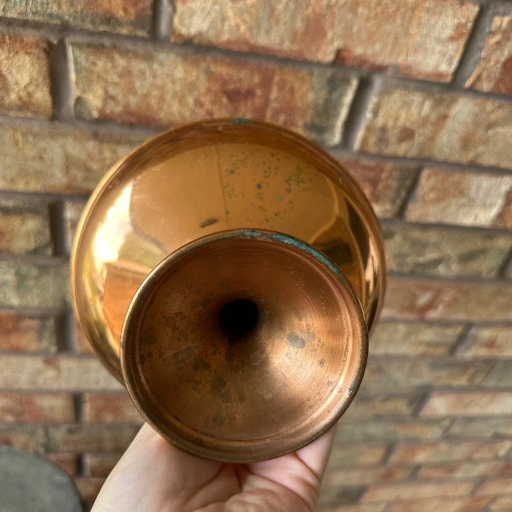 Vintage Copper Pedestal Compote Bowl Decorative Centerpiece Dish Small